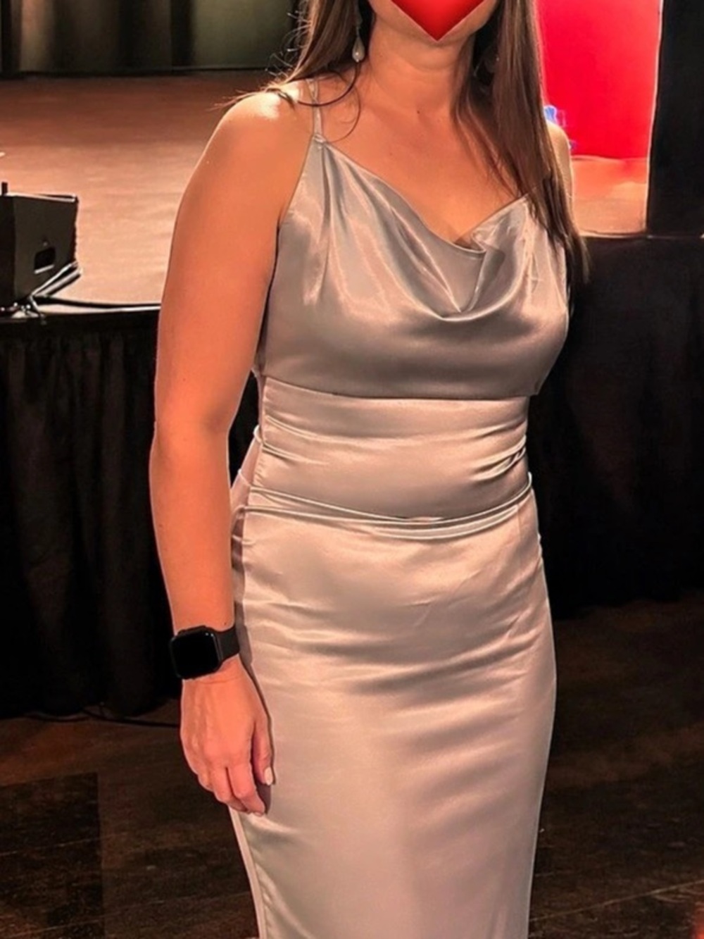 Satin-Style Maxi Dress in Baby Blue Silvery Like New